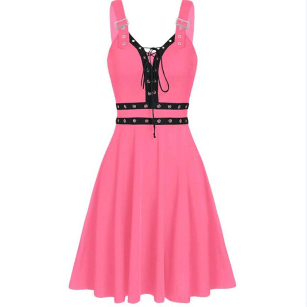 Women's Gothic Punk Sleeveless Strap Sling Dress