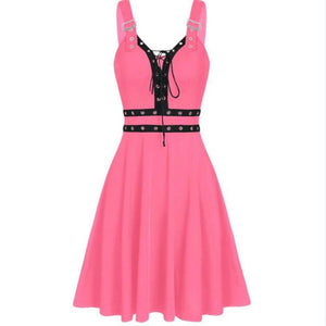 Women's Gothic Punk Sleeveless Strap Sling Dress