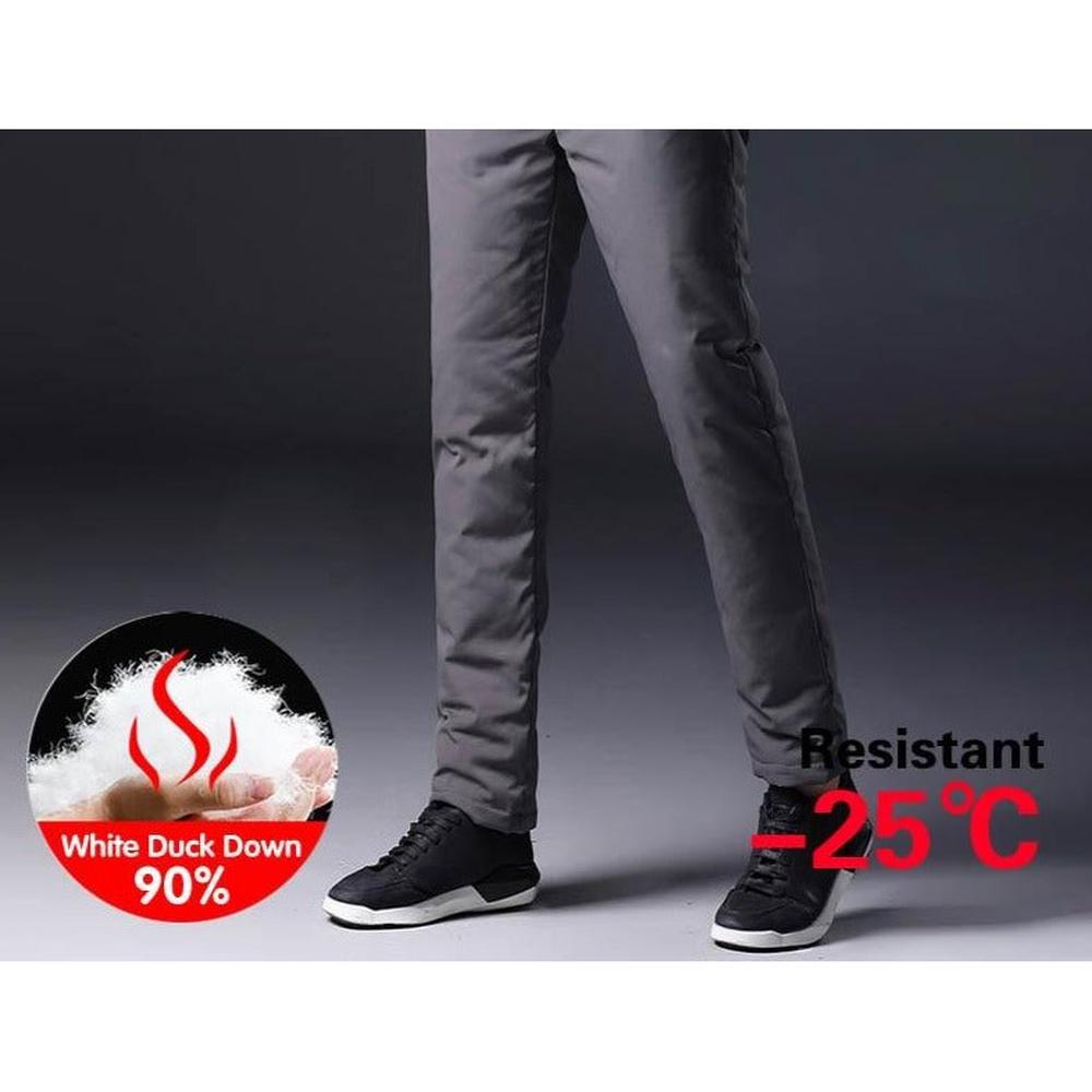 Men Winter Pants Duck Down Outdoor Sports Camping Pants Thermal Down Trousers