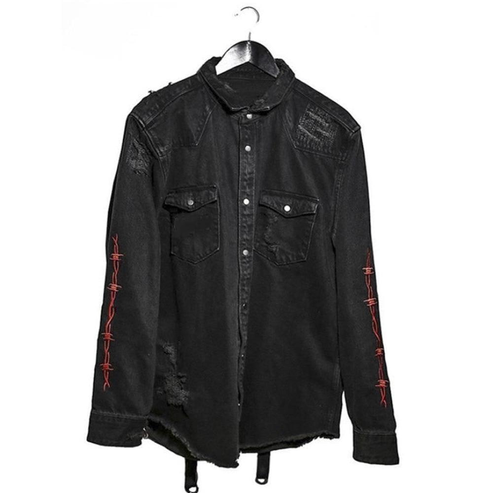 Unisex Harajuku Gothic Demon Hunter Skull Black Denim Jacket