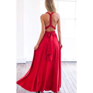Women Multiway Wrap Convertible Boho Maxi Club Red Dress