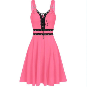 Women's Gothic Punk Sleeveless Strap Sling Dress