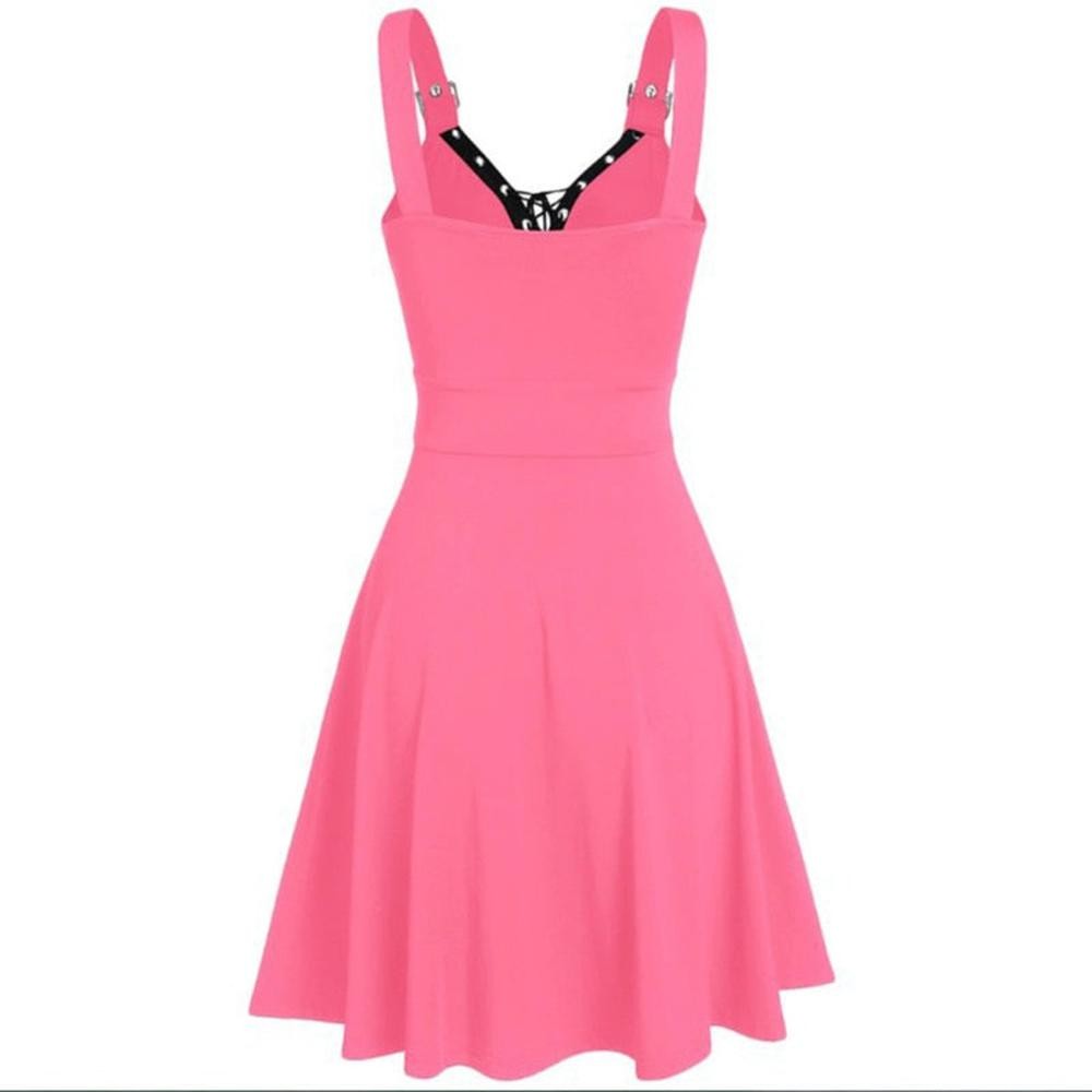 Women's Gothic Punk Sleeveless Strap Sling Dress