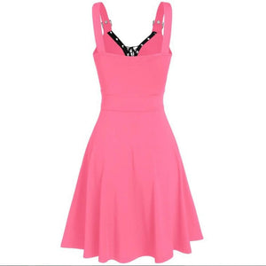 Women's Gothic Punk Sleeveless Strap Sling Dress