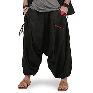 Men Streetwear Elastic Waist Loose Drop Crotch Harem Pants