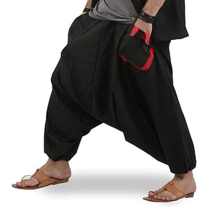 Men Streetwear Elastic Waist Loose Drop Crotch Harem Pants