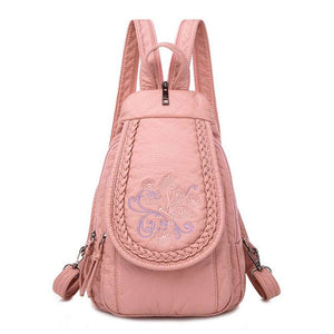 Women Embroidery Butterfly Flower Pattern Pu Leather Backpack