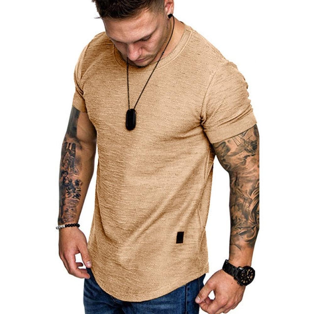 Men Slim Fit O-neck Short Sleeve Basic T-shirt