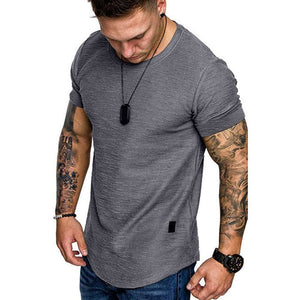 Men Slim Fit O-neck Short Sleeve Basic T-shirt