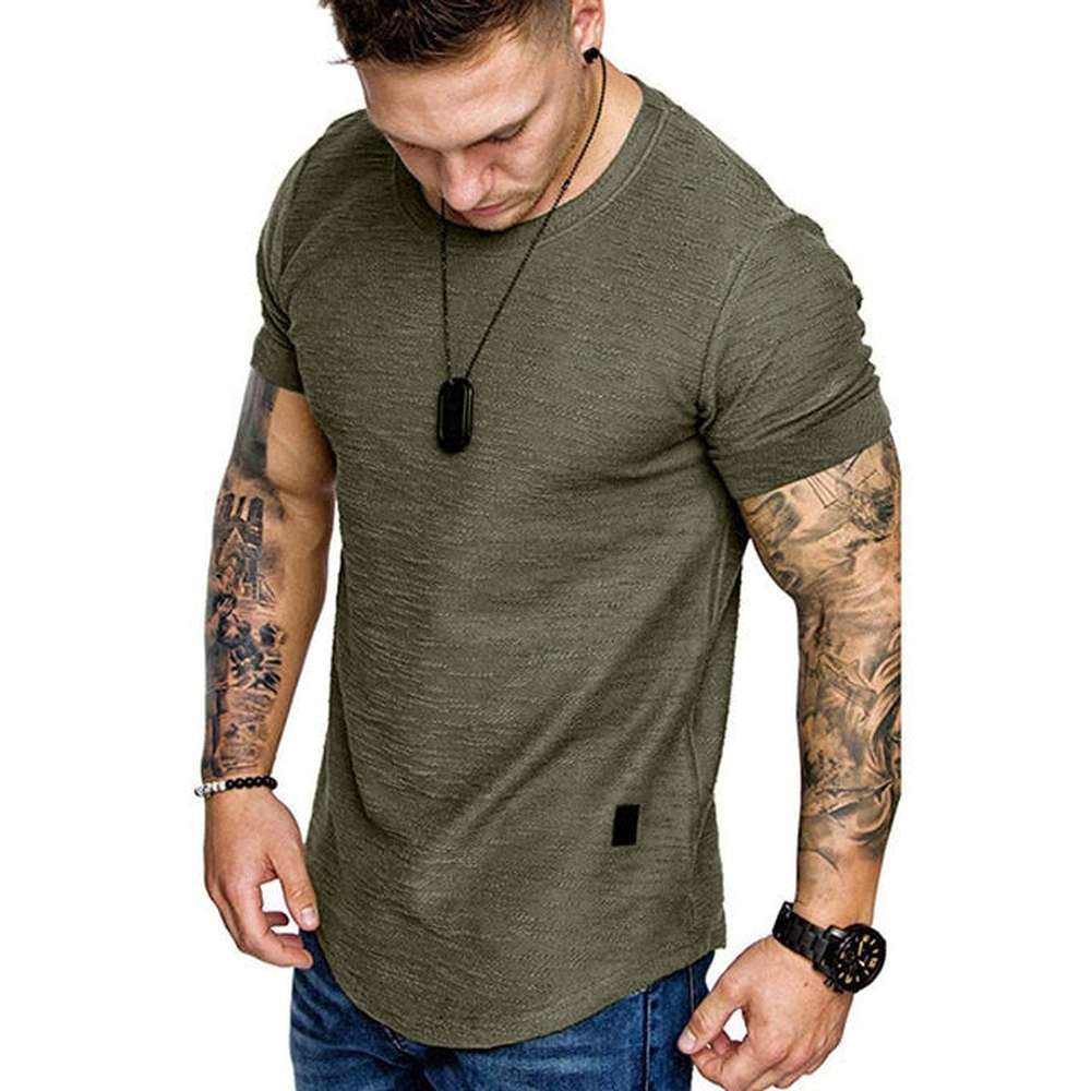Men Slim Fit O-neck Short Sleeve Basic T-shirt