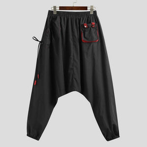 Men Streetwear Elastic Waist Loose Drop Crotch Harem Pants