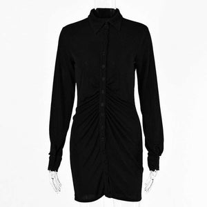 Women Ruched Long Sleeve Bodycon Dress