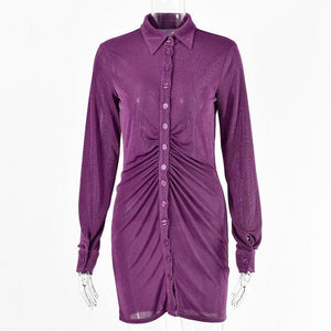 Women Ruched Long Sleeve Bodycon Dress