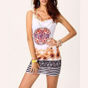 Women Leopard Print Vintage Tropical Mini Dress
