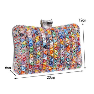 Women's Flower Candy Color Clutch Diamonds Metal Rhinestones Handbags