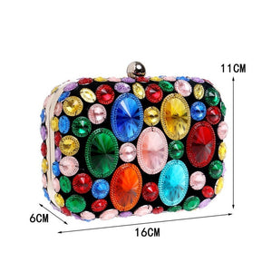 Women's Flower Candy Color Clutch Diamonds Metal Rhinestones Handbags