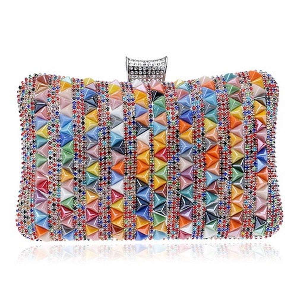 Women's Flower Candy Color Clutch Diamonds Metal Rhinestones Handbags