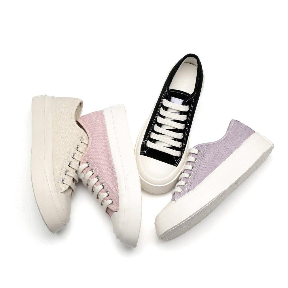 Women Chunky Sneakers Flat Platform Canvas Shoes