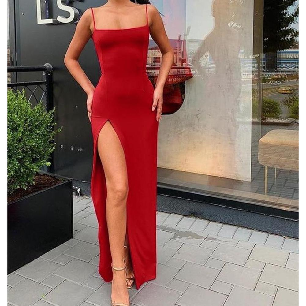 Women Elegant Sleeveless Slit Maxi Dress