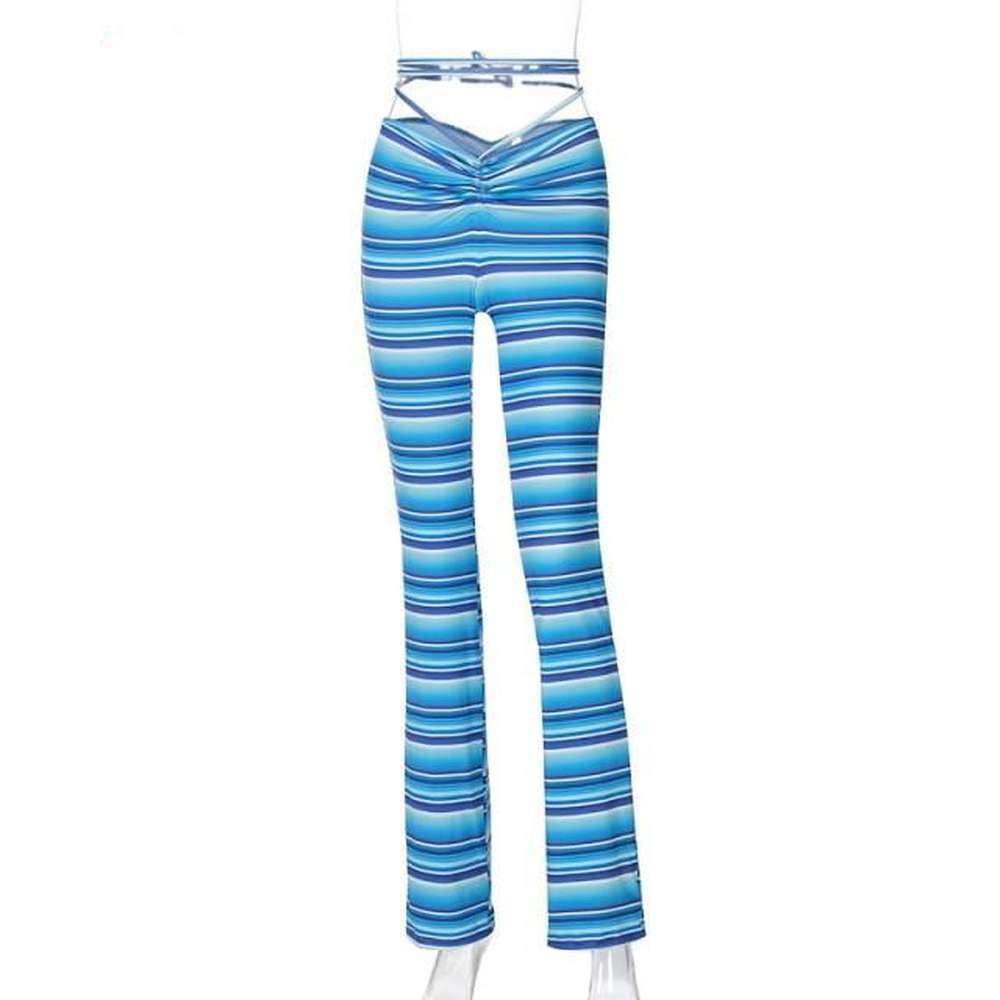 Women Straight Solid Elastic Slim Long Trousers