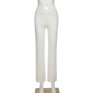 Women Straight Solid Elastic Slim Long Trousers