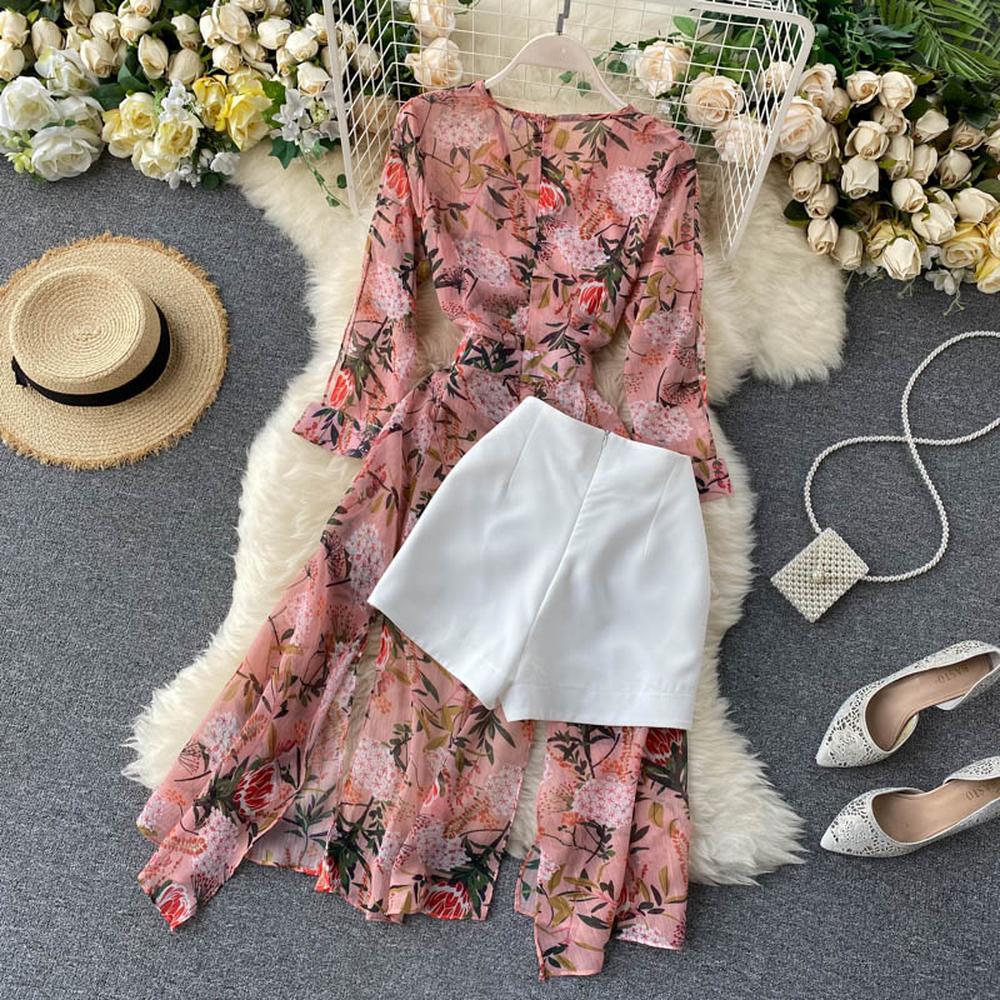 Women Long Sleeve V Neck Casual Two Piece Set
