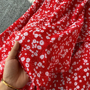 Women Trumpet Sleeve Lace-up Temperament Irregular Ruffled Dress