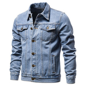 Men's Casual Solid Color Lapel Single Breasted Denim Jeans