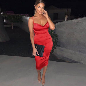 Women's Sleeveless Backless Elegant Bodycon Long Midi Dress