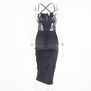 Women's Sleeveless Backless Elegant Bodycon Long Midi Dress