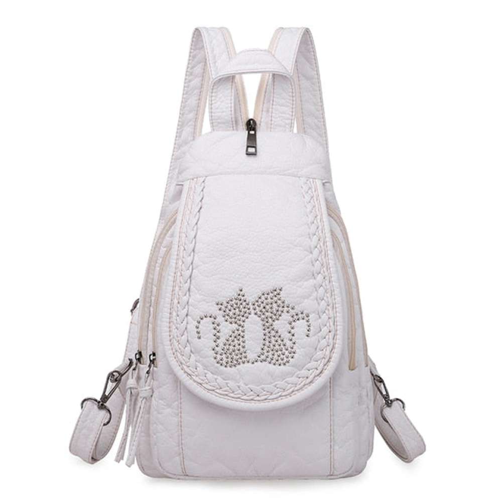 Women Embroidery Butterfly Flower Pattern Pu Leather Backpack