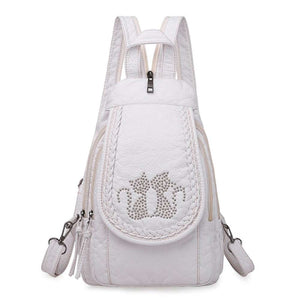 Women Embroidery Butterfly Flower Pattern Pu Leather Backpack