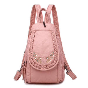 Women Embroidery Butterfly Flower Pattern Pu Leather Backpack