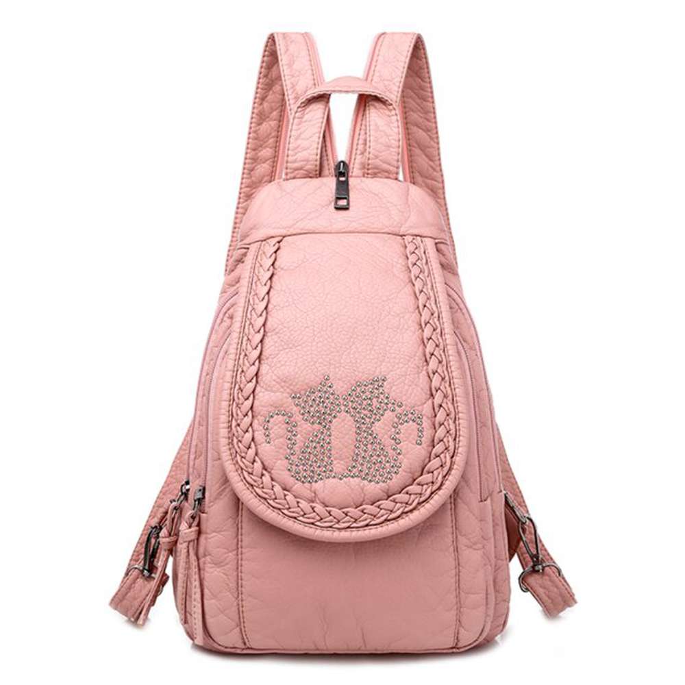 Women Embroidery Butterfly Flower Pattern Pu Leather Backpack