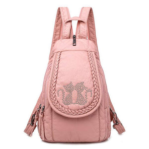 Women Embroidery Butterfly Flower Pattern Pu Leather Backpack