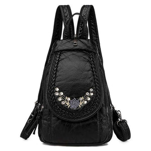 Women Embroidery Butterfly Flower Pattern Pu Leather Backpack