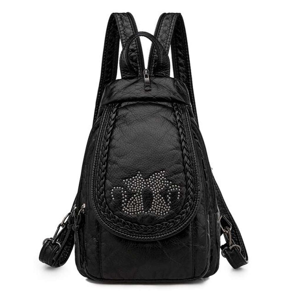 Women Embroidery Butterfly Flower Pattern Pu Leather Backpack