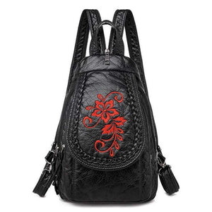Women Embroidery Butterfly Flower Pattern Pu Leather Backpack