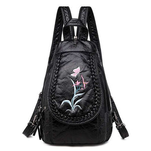 Women Embroidery Butterfly Flower Pattern Pu Leather Backpack