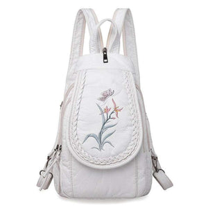Women Embroidery Butterfly Flower Pattern Pu Leather Backpack