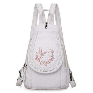 Women Embroidery Butterfly Flower Pattern Pu Leather Backpack