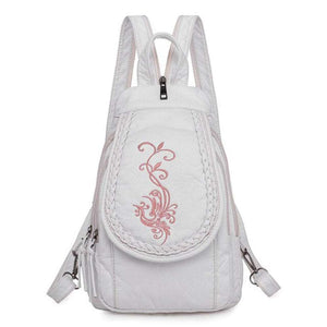 Women Embroidery Butterfly Flower Pattern Pu Leather Backpack