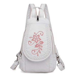 Women Embroidery Butterfly Flower Pattern Pu Leather Backpack