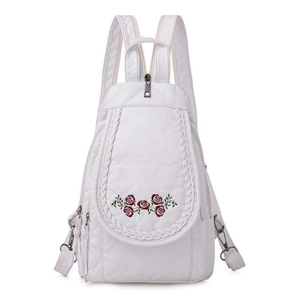 Women Embroidery Butterfly Flower Pattern Pu Leather Backpack
