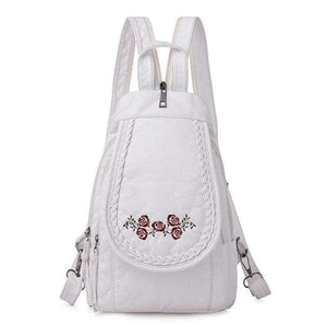 Women Embroidery Butterfly Flower Pattern Pu Leather Backpack