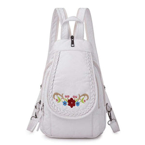 Women Embroidery Butterfly Flower Pattern Pu Leather Backpack