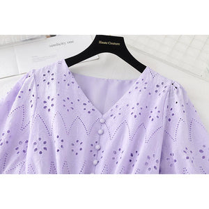 Women Casual V-neck Cotton Linen Vestidos Ruffle Vintage Dresses
