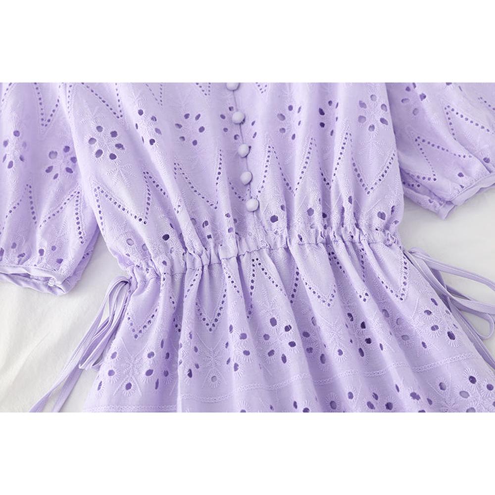 Women Casual V-neck Cotton Linen Vestidos Ruffle Vintage Dresses