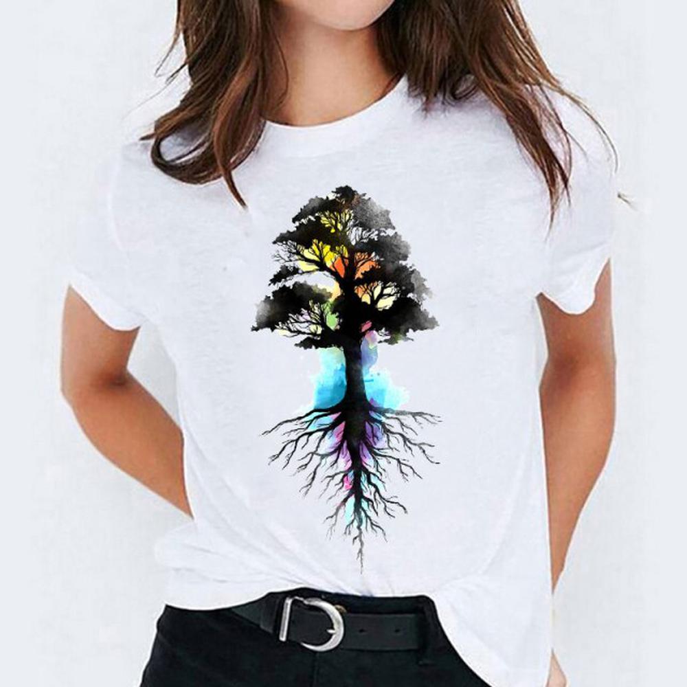 Women Watercolor Feather Cartoon Graphic Print T-shirts