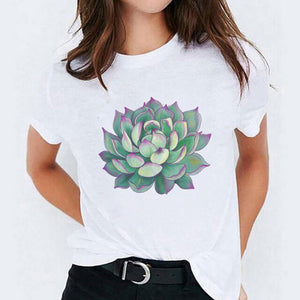 Women Watercolor Feather Cartoon Graphic Print T-shirts